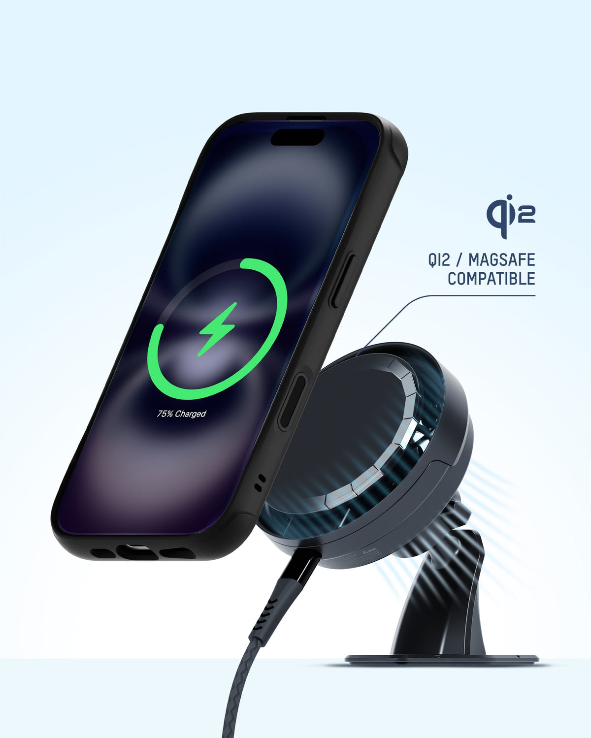 Adhesive Wireless Charging Car Mount - With Qi2